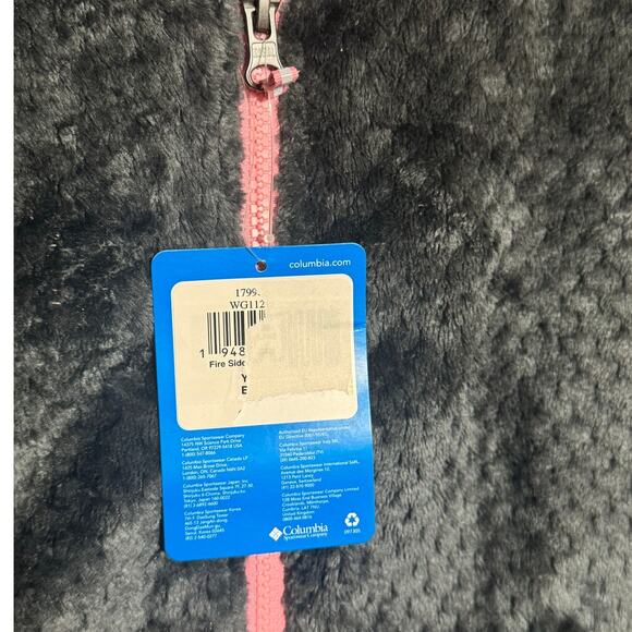 NWT Girls Size XL Columbia Fireside Sherpa Full-Zip Jacket in Shark Gray & Pink - Picture 7 of 8